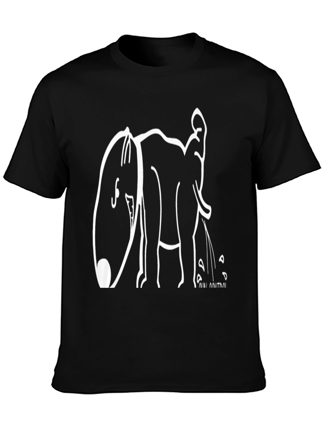 Black Graphic T-Shirt - Elephant Design