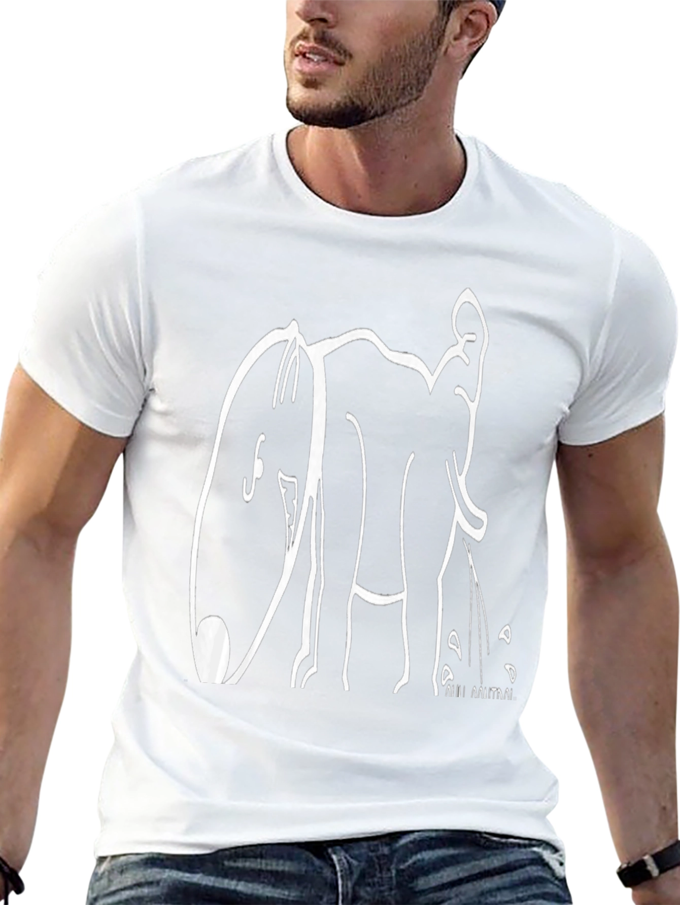 Black Graphic T-Shirt - Elephant Design