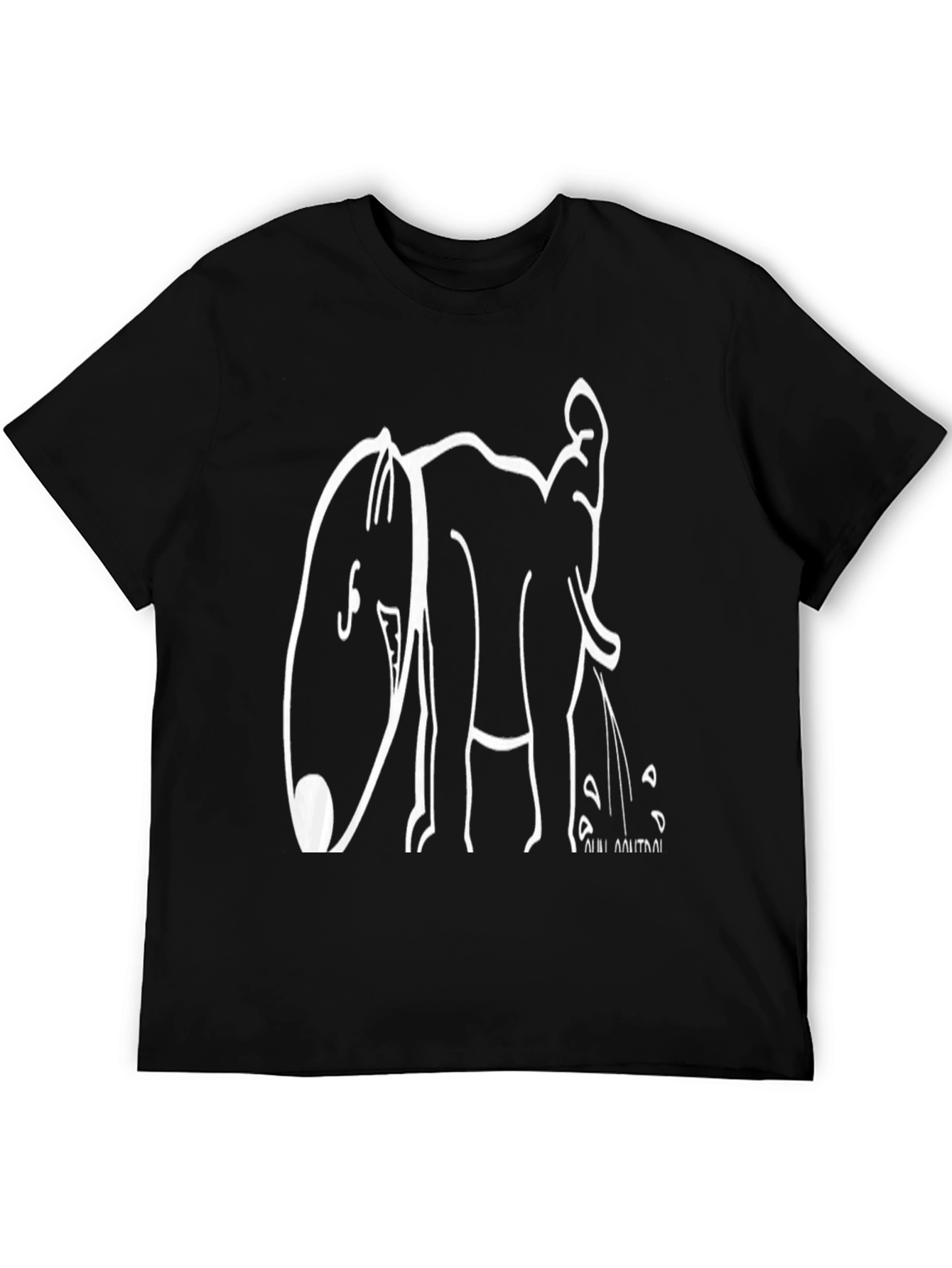 Black Graphic T-Shirt - Elephant Design