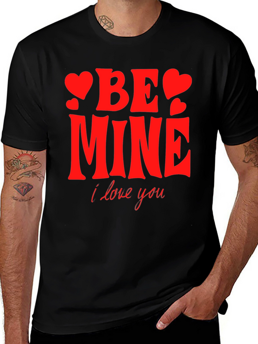 Be Mine Valentines Day Graphic Tee - Black Cotton Blend