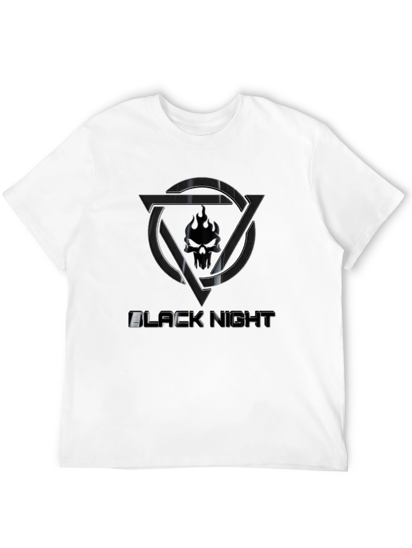 Black Night Graphic Tee - Edgy Skull Design
