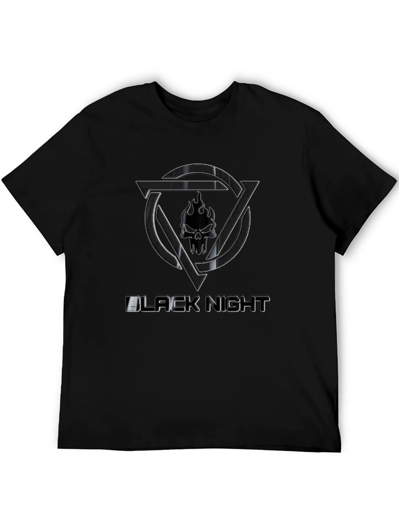 Black Night Graphic Tee - Edgy Skull Design