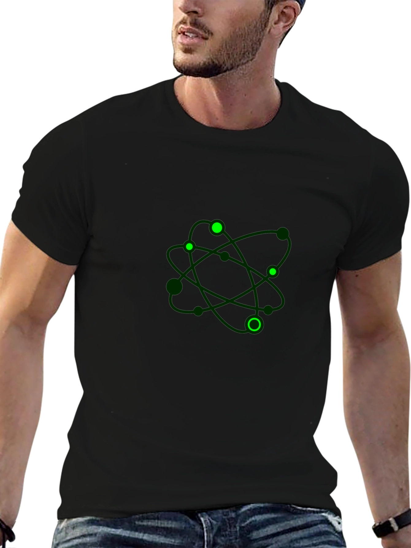 Atom Graphic Tee - Black Casual T-Shirt