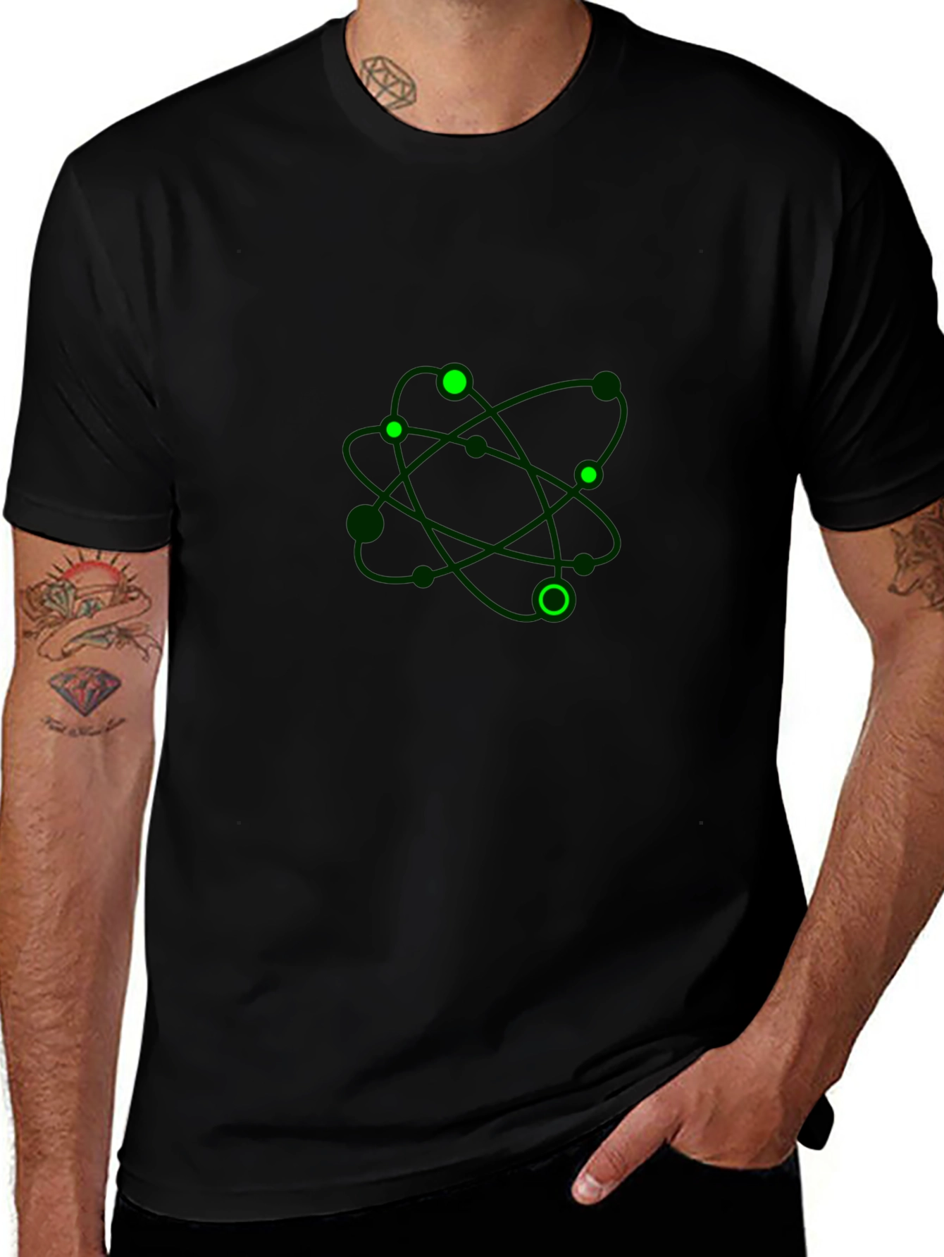 Atom Graphic Tee - Black Casual T-Shirt