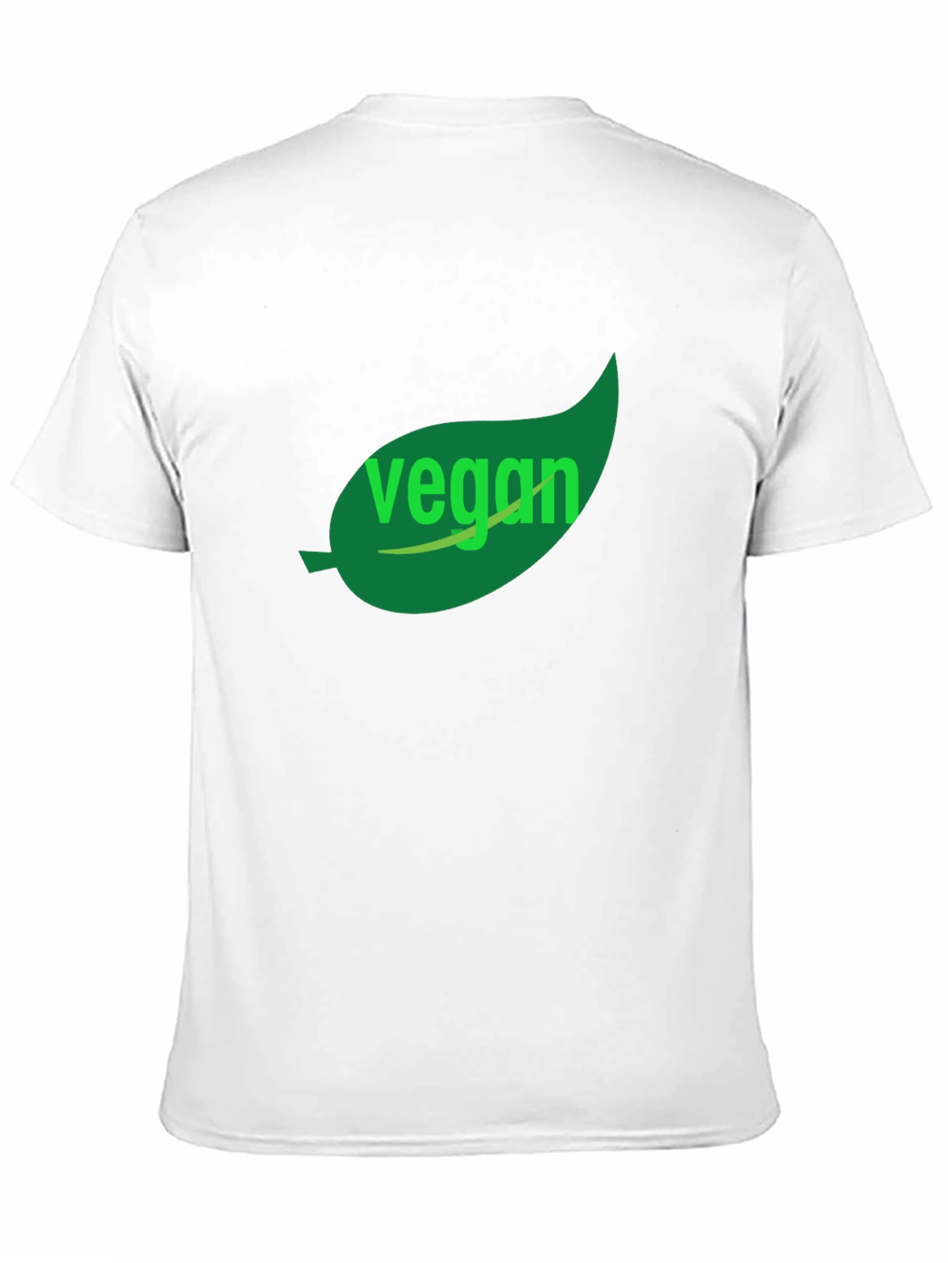 Vegan T-Shirt - Green Leaf Design Black Cotton