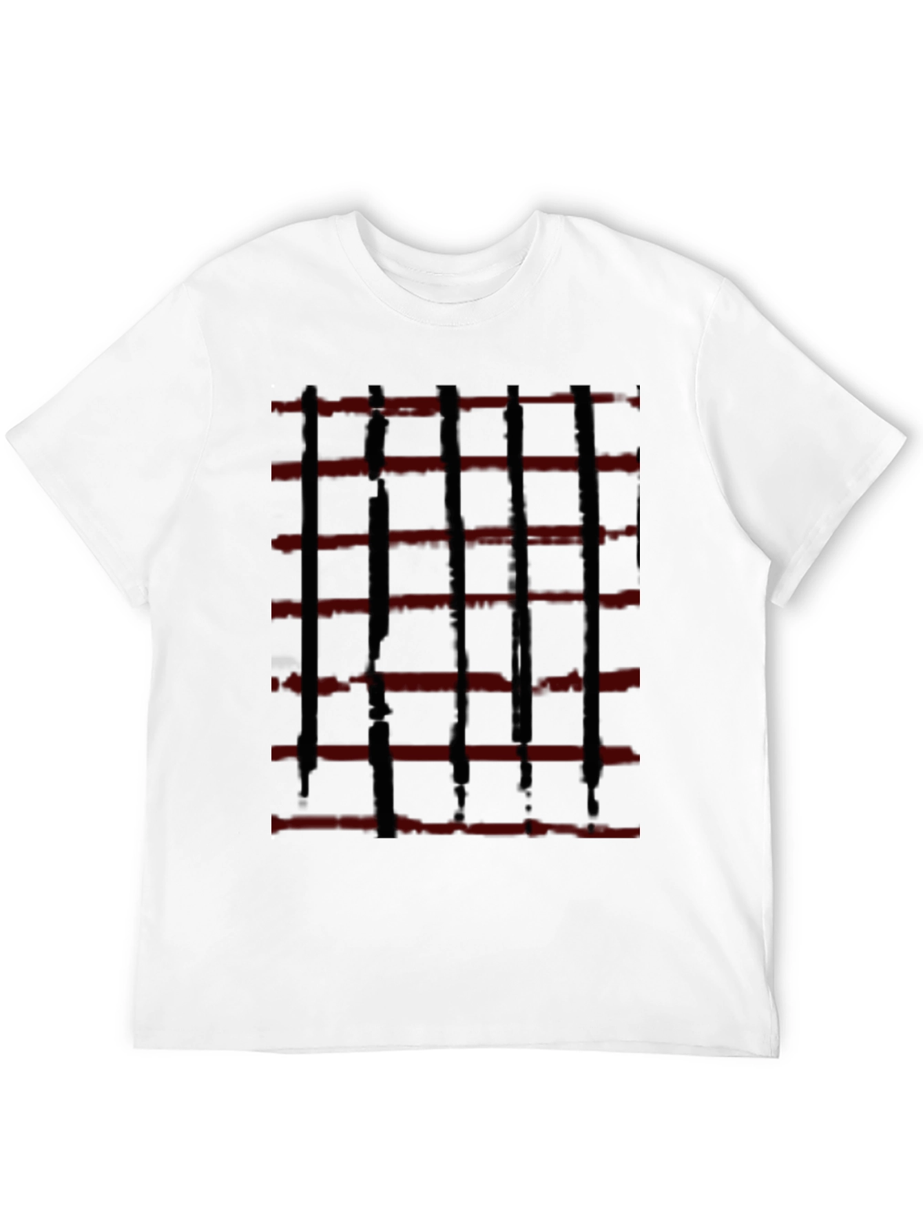 Abstract Red and Black Striped Graphic Tee