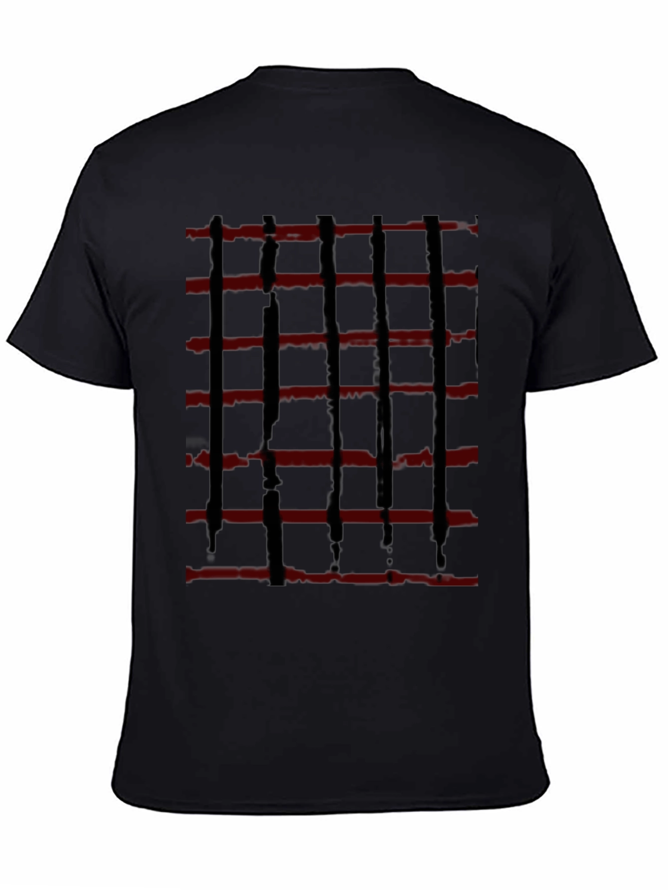 Abstract Red and Black Striped Graphic Tee