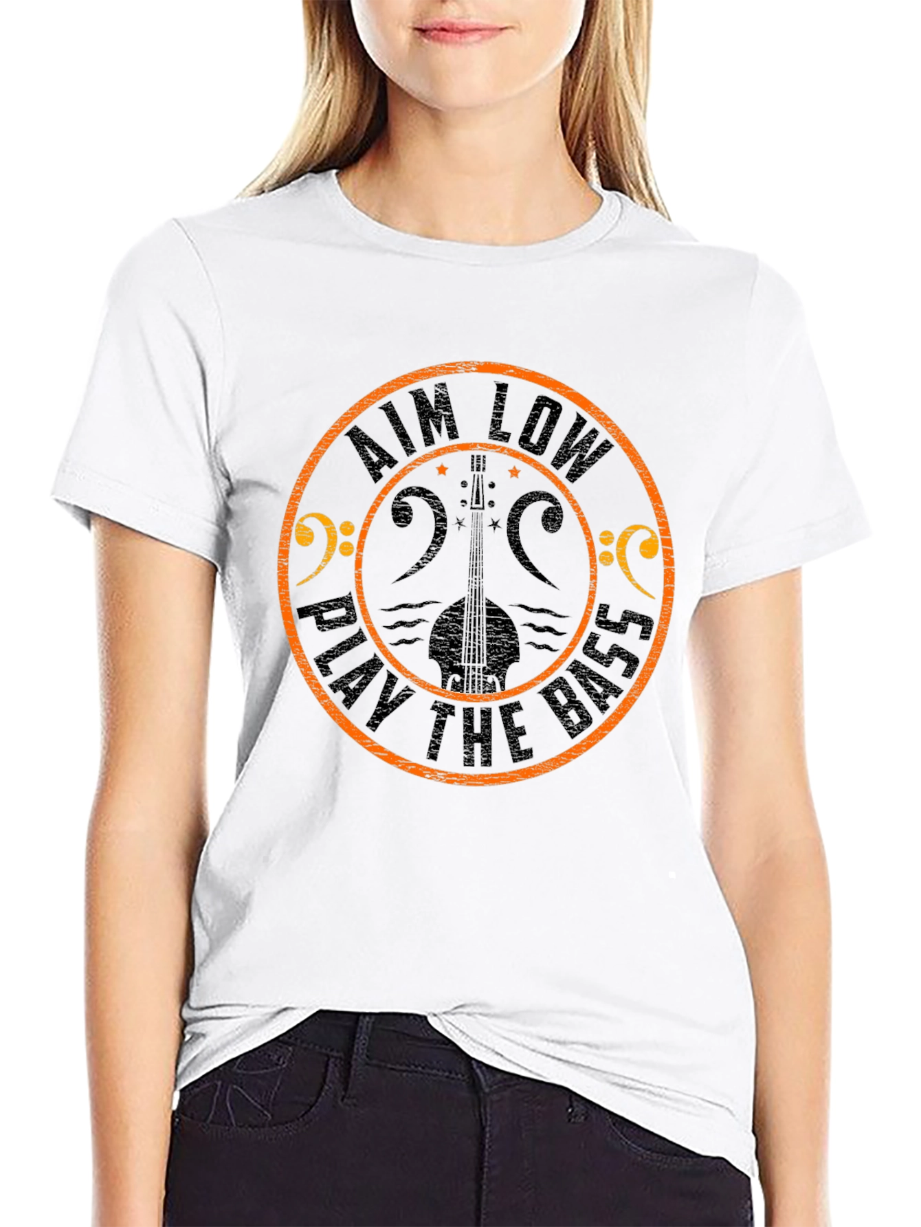 Aim Low Play the Bass Black Graphic T-Shirt