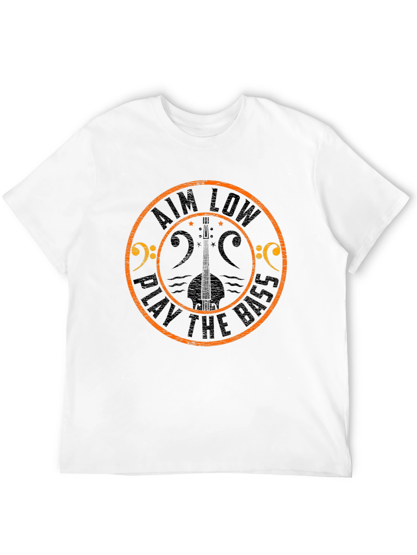 Aim Low Play the Bass Black Graphic T-Shirt