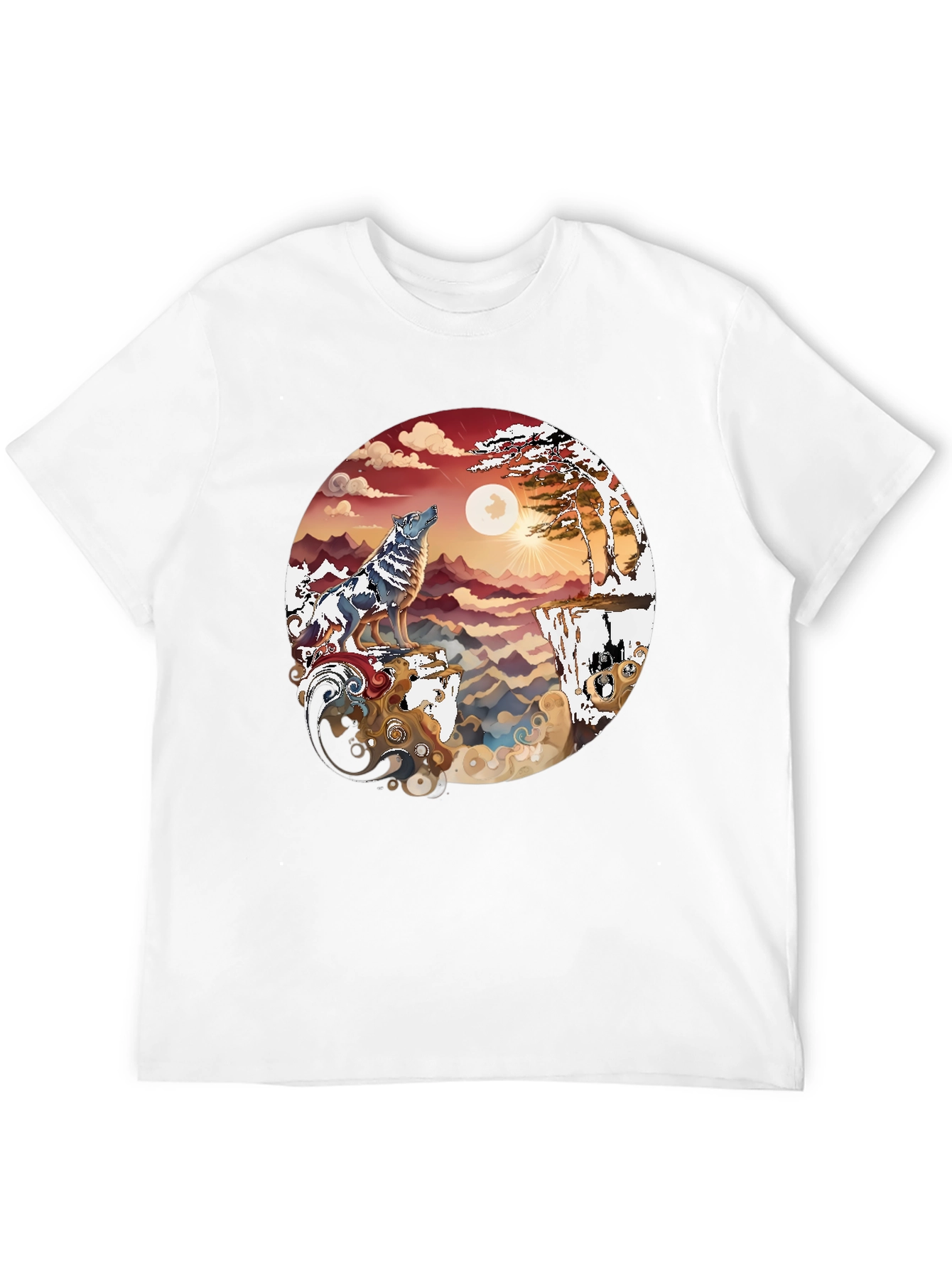 Wolf Landscape Graphic Tee - Black