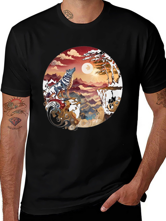 Wolf Landscape Graphic Tee - Black