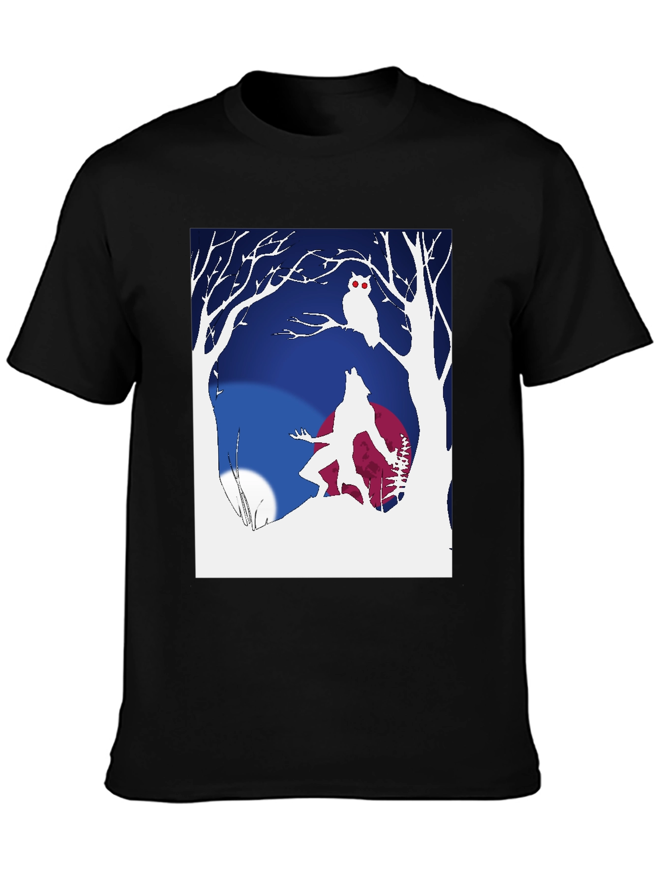 Werewolf & Owl Graphic Tee - Midnight Howl Design