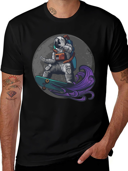 Astronaut Skateboard Moon Graphic T-Shirt