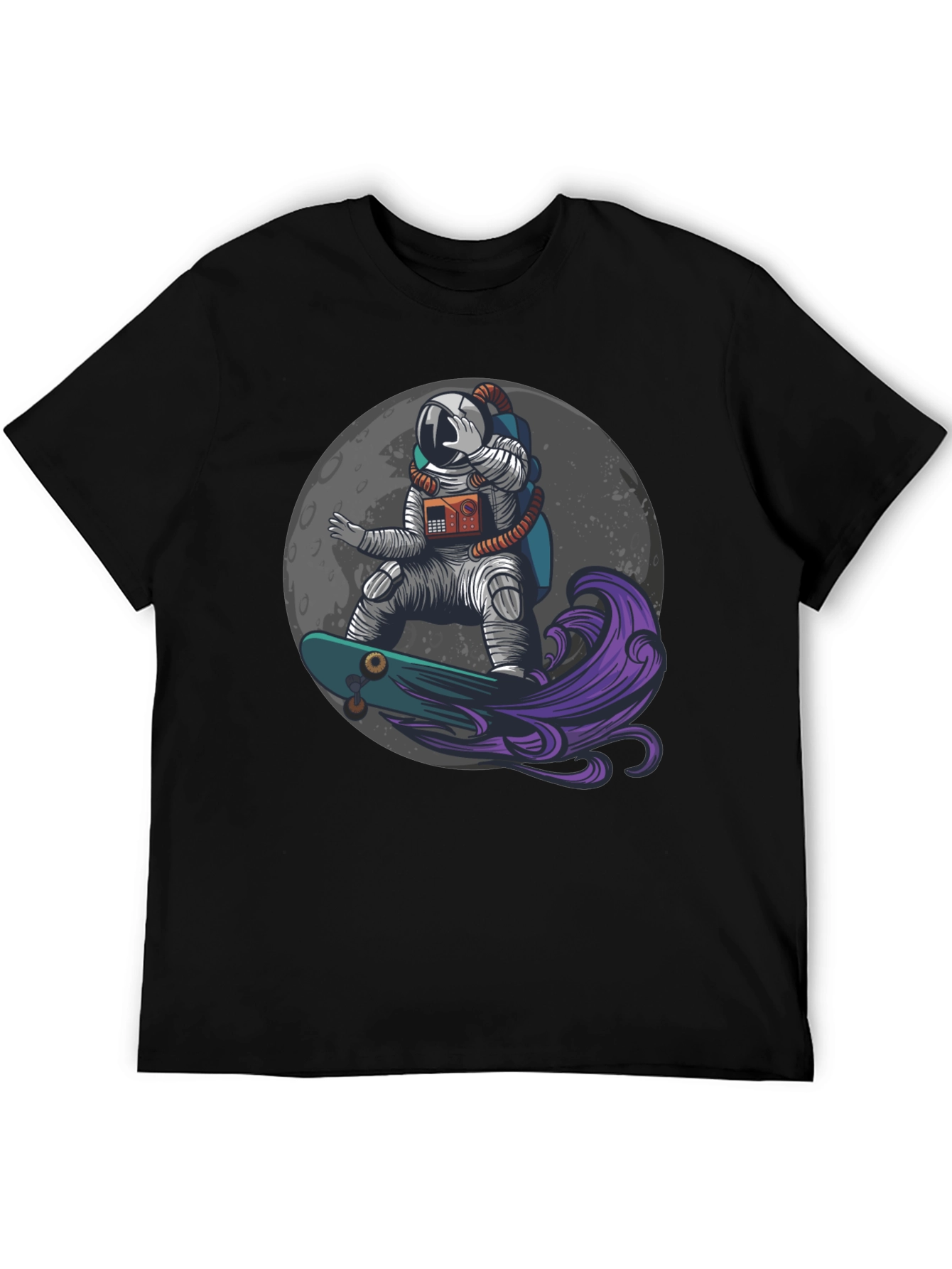 Astronaut Skateboard Moon Graphic T-Shirt