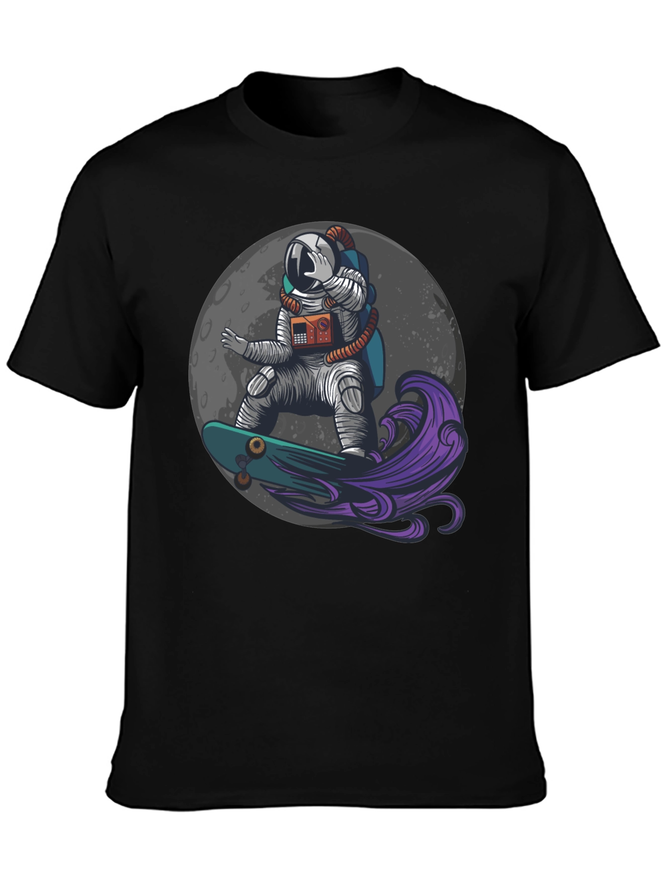 Astronaut Skateboard Moon Graphic T-Shirt