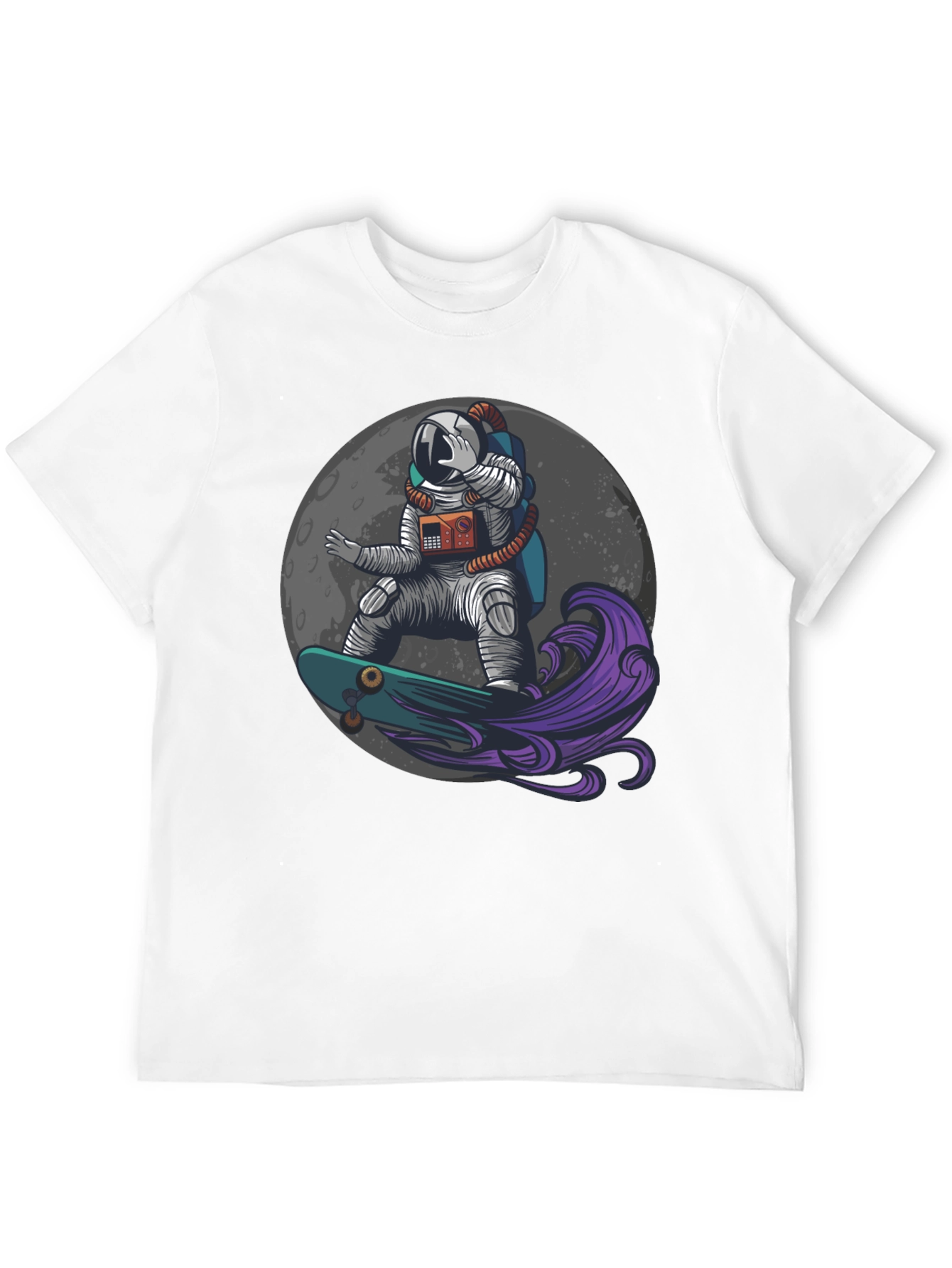 Astronaut Skateboard Moon Graphic T-Shirt