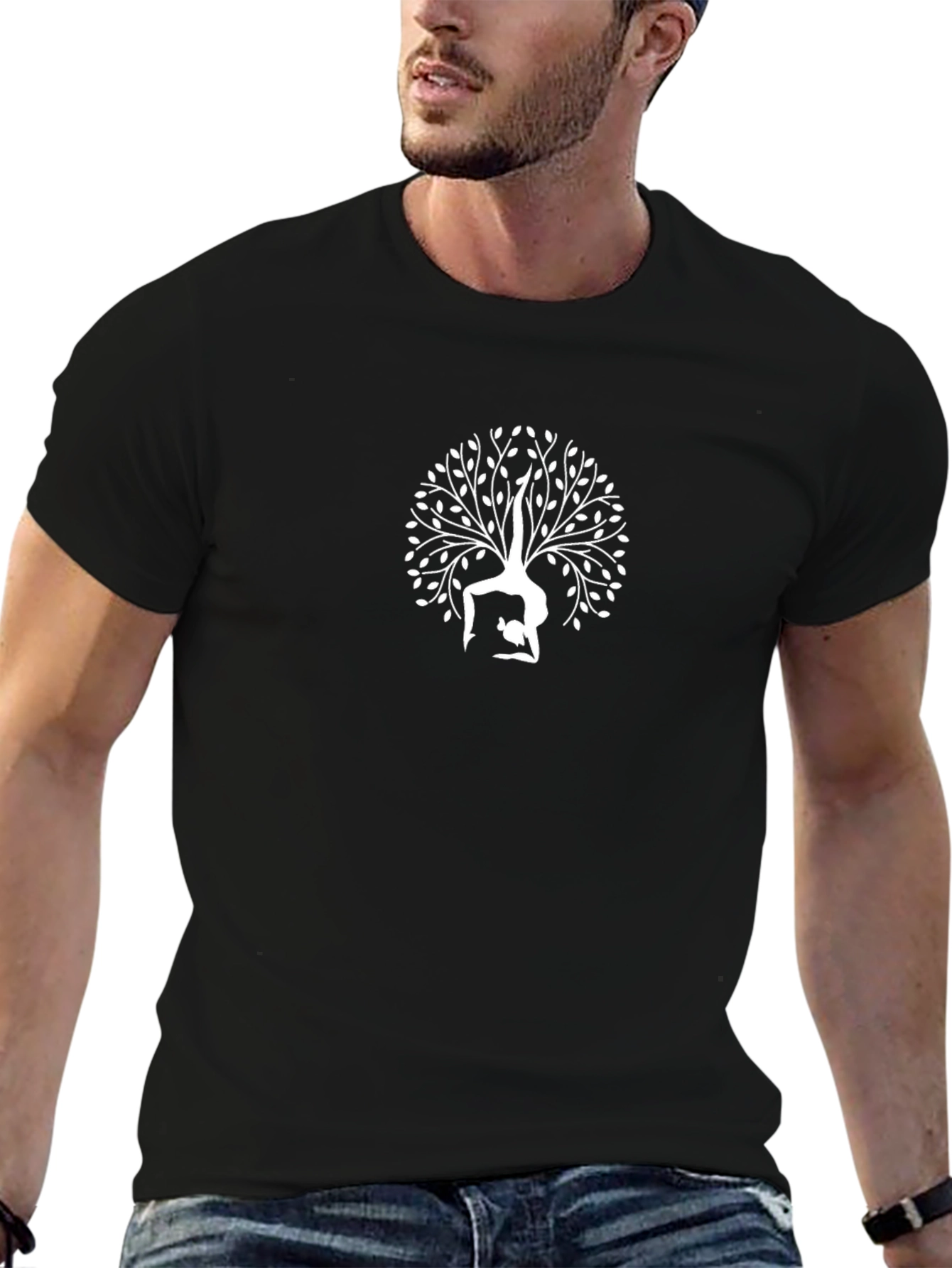 Yoga Tree Graphic Tee - Black Cotton Blend