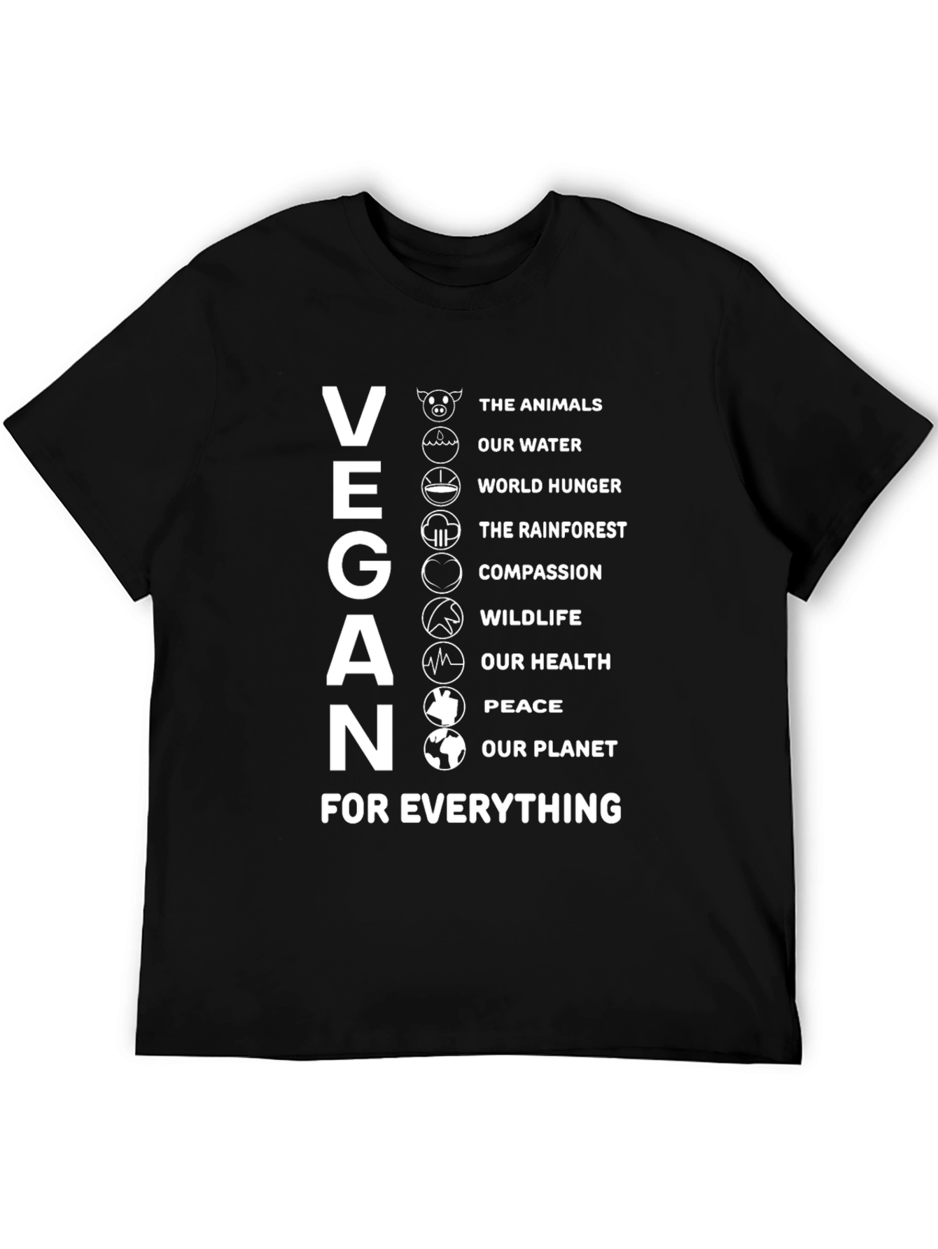 Vegan Cause T-Shirt - Animals Water Compassion Design