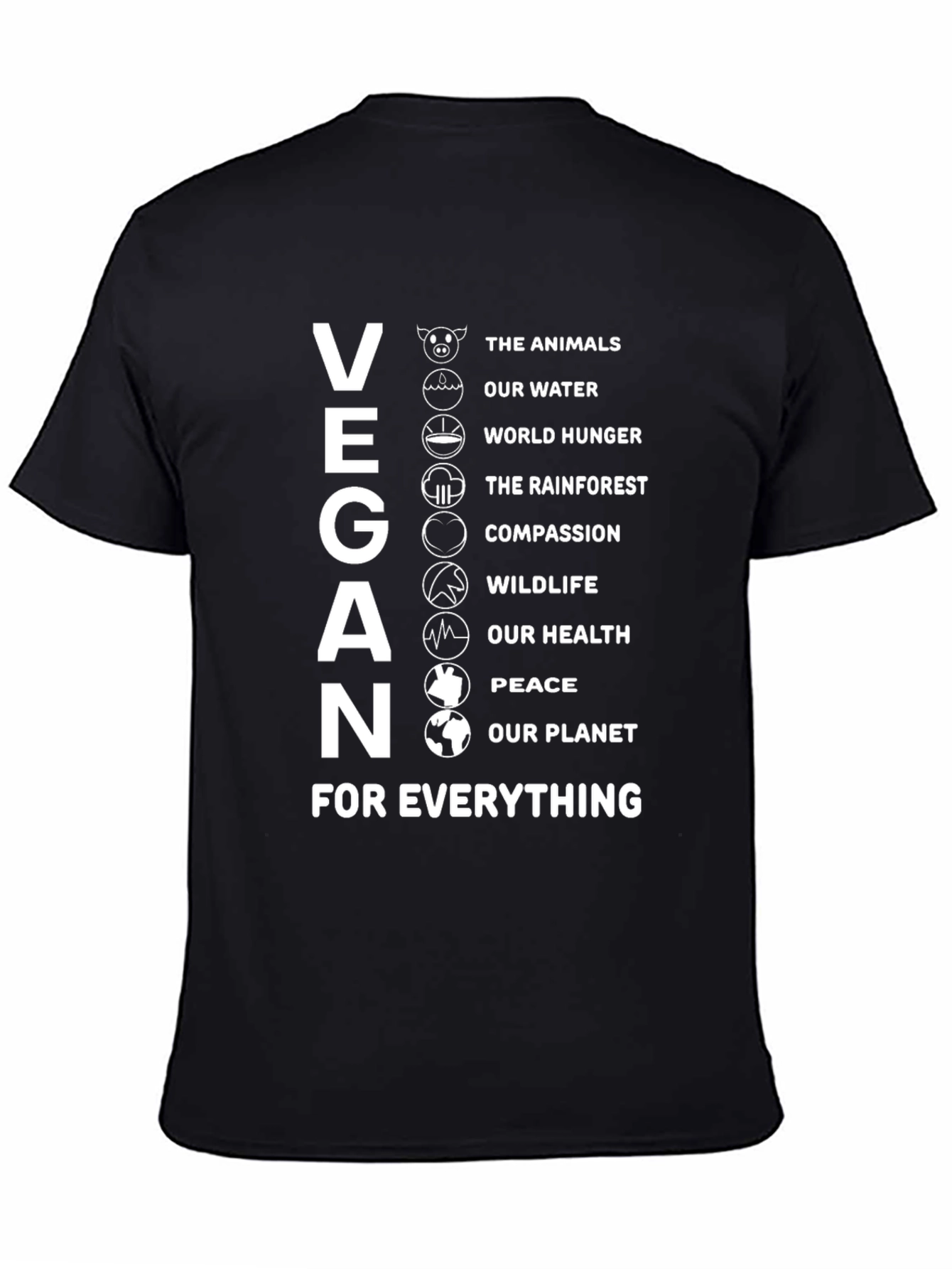 Vegan Cause T-Shirt - Animals Water Compassion Design