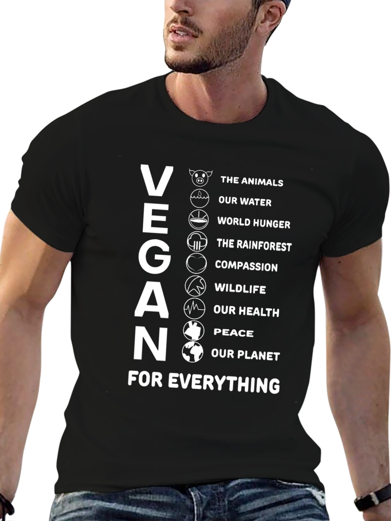 Vegan Cause T-Shirt - Animals Water Compassion Design