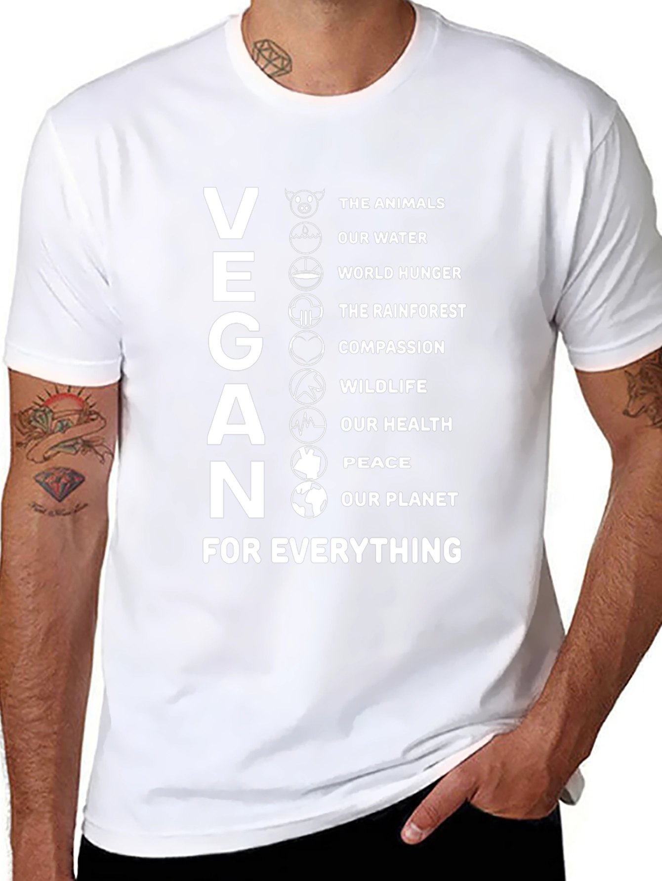 Vegan Cause T-Shirt - Animals Water Compassion Design
