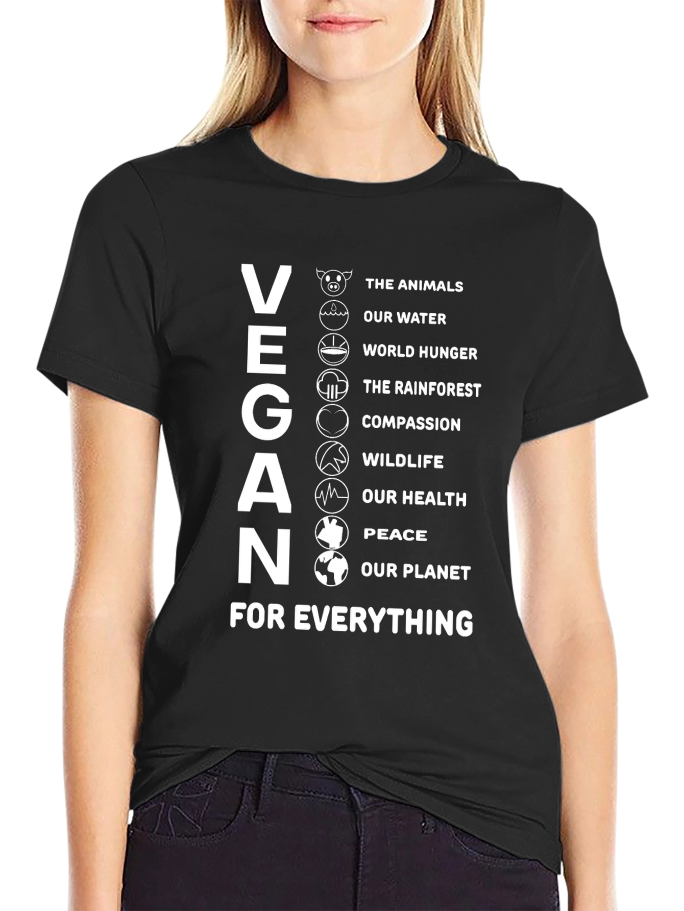 Vegan Cause T-Shirt - Animals Water Compassion Design