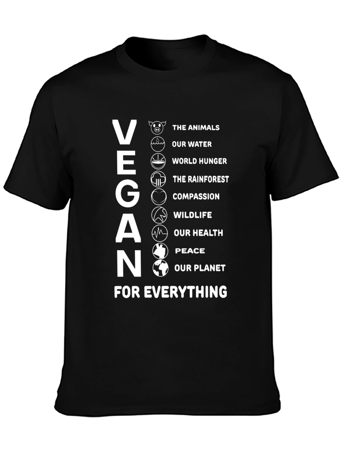 Vegan Cause T-Shirt - Animals Water Compassion Design