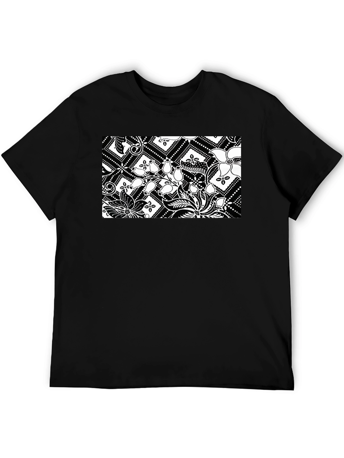 Black T-Shirt with Floral Pattern