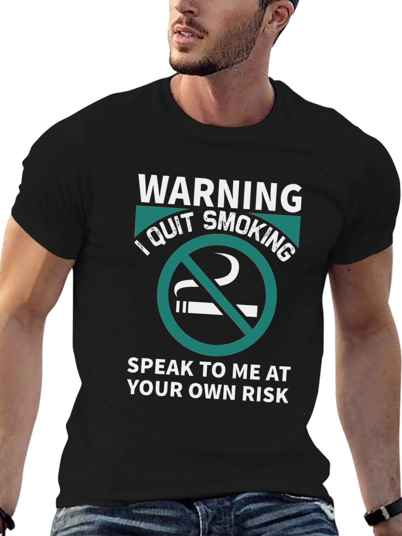 Warning I Quit Smoking Black Graphic Tee