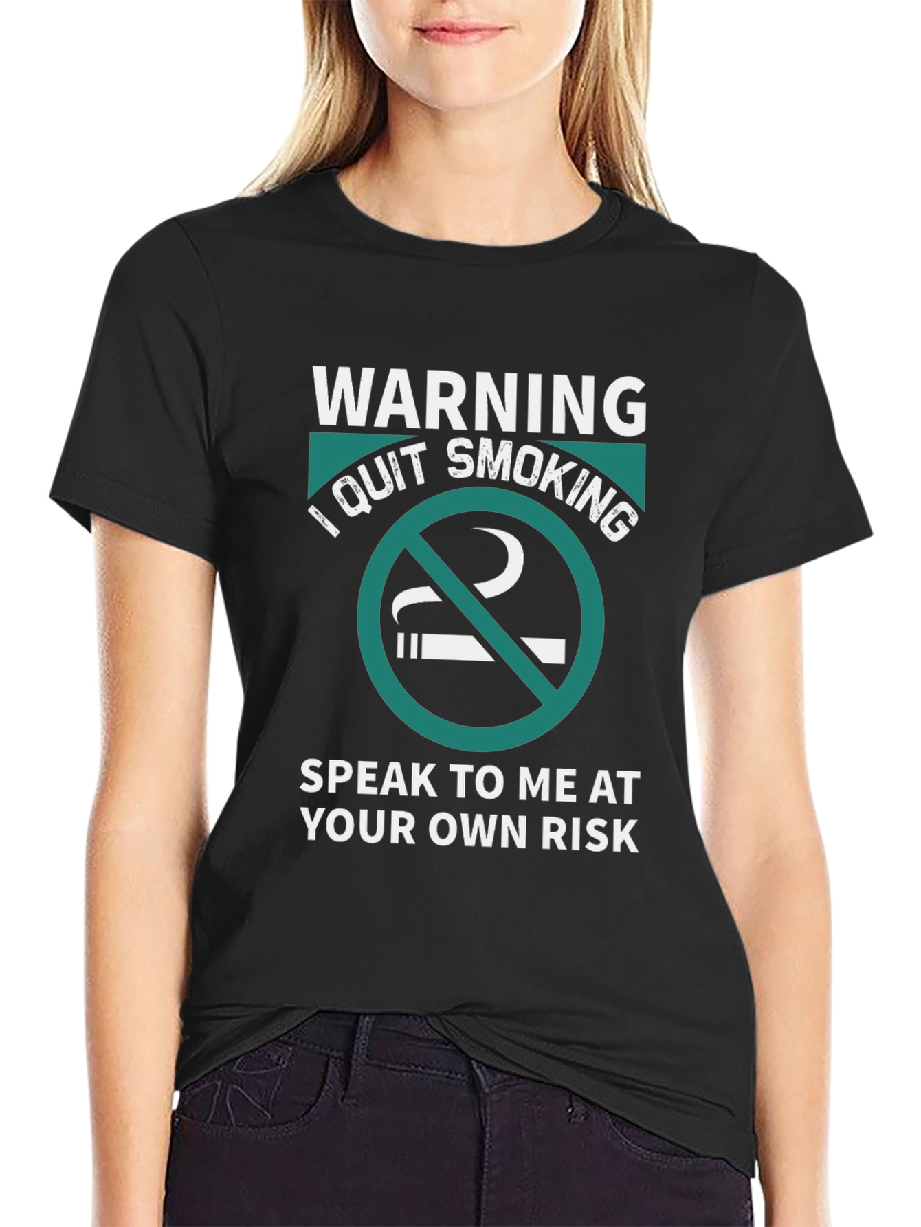 Warning I Quit Smoking Black Graphic Tee