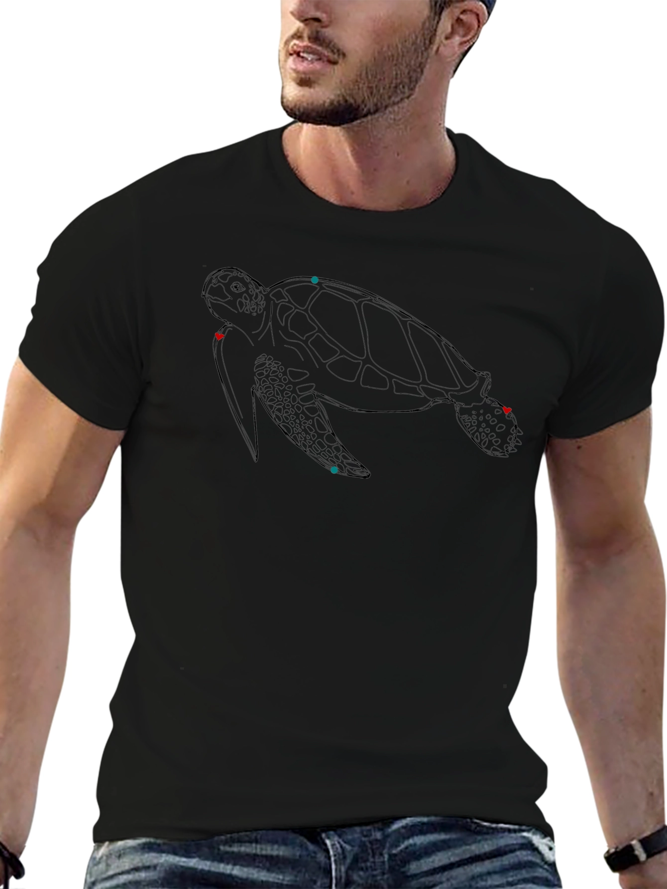 Turtle Outline Black T-Shirt