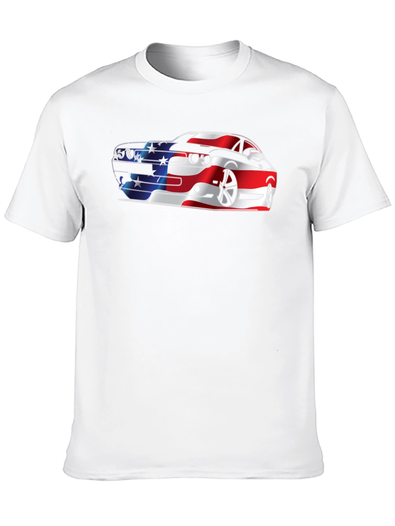 American Flag Car Graphic Black T-Shirt
