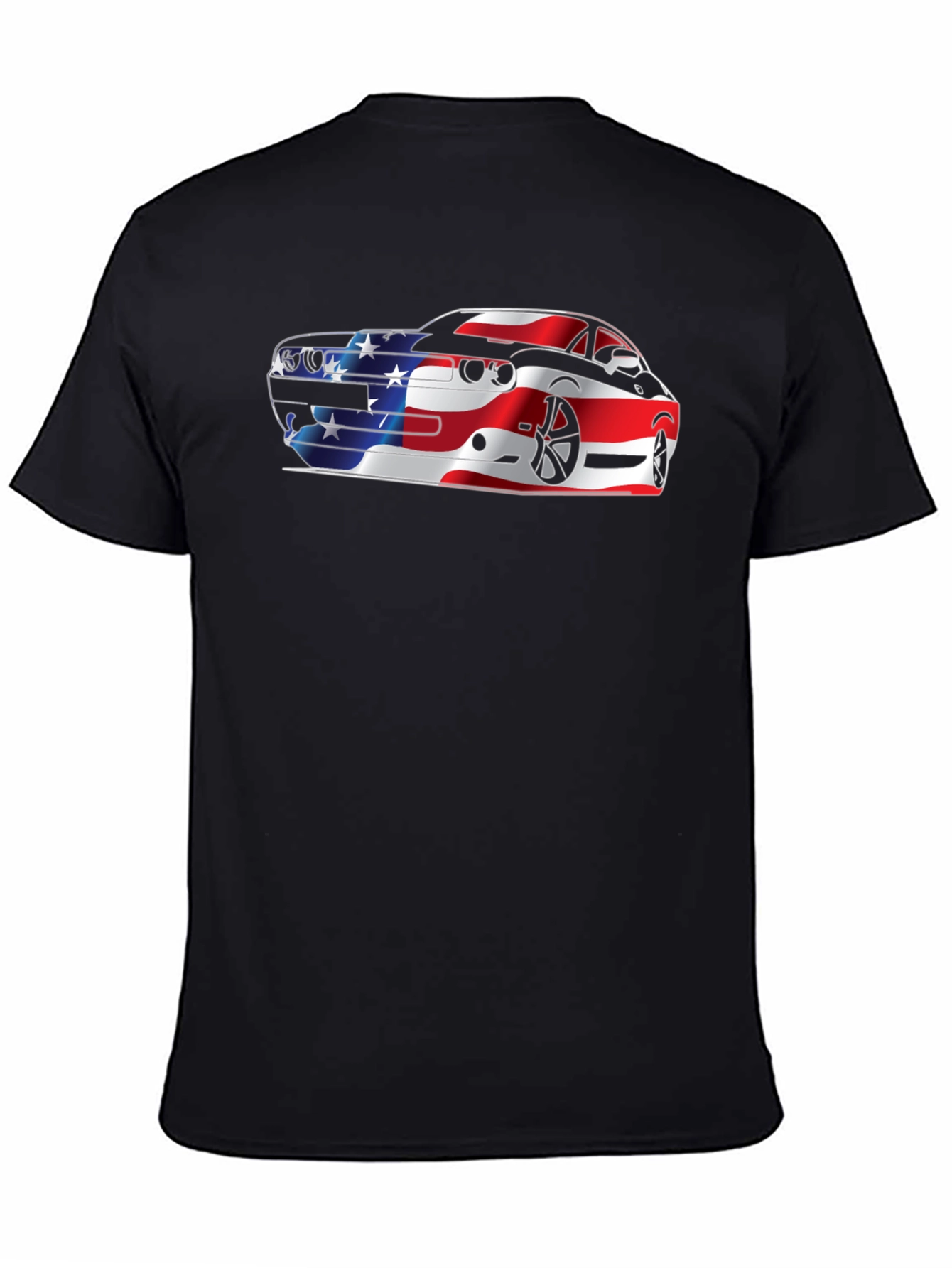 American Flag Car Graphic Black T-Shirt