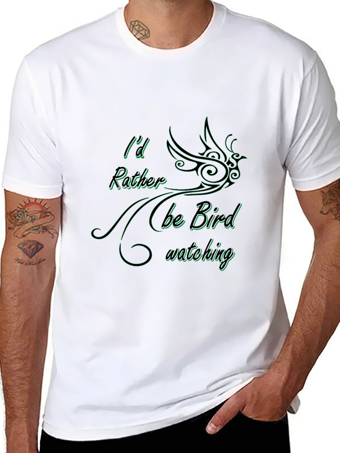 Bird Watching Graphic T-Shirt - Black