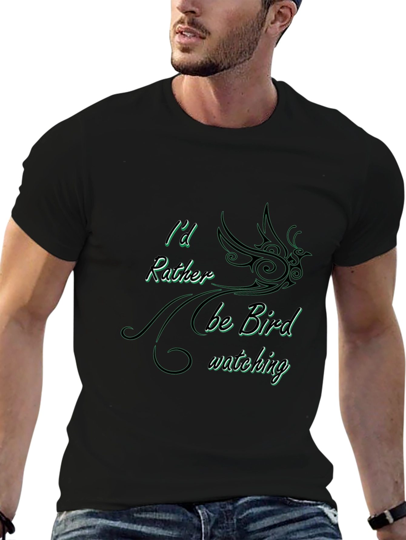 Bird Watching Graphic T-Shirt - Black