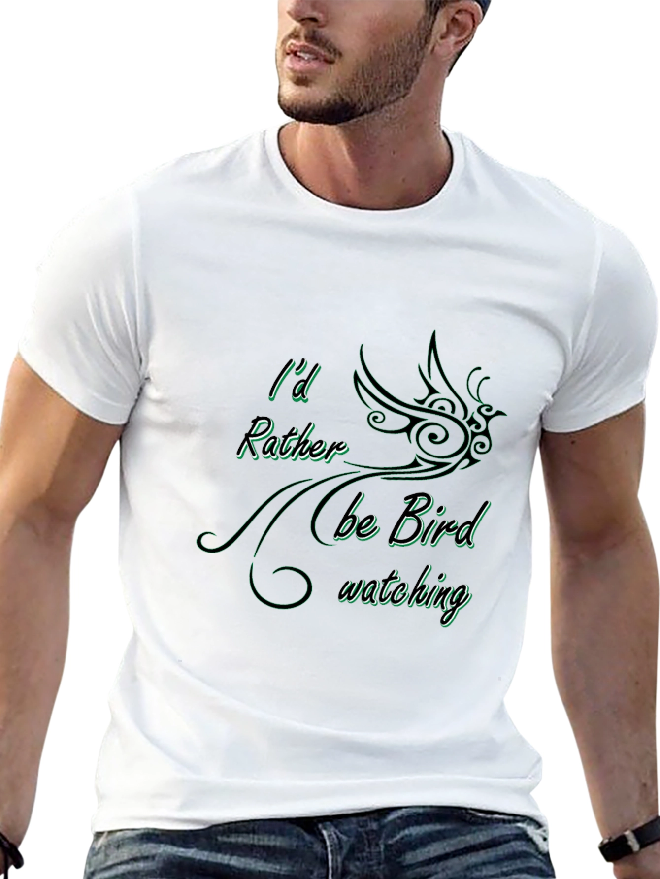 Bird Watching Graphic T-Shirt - Black