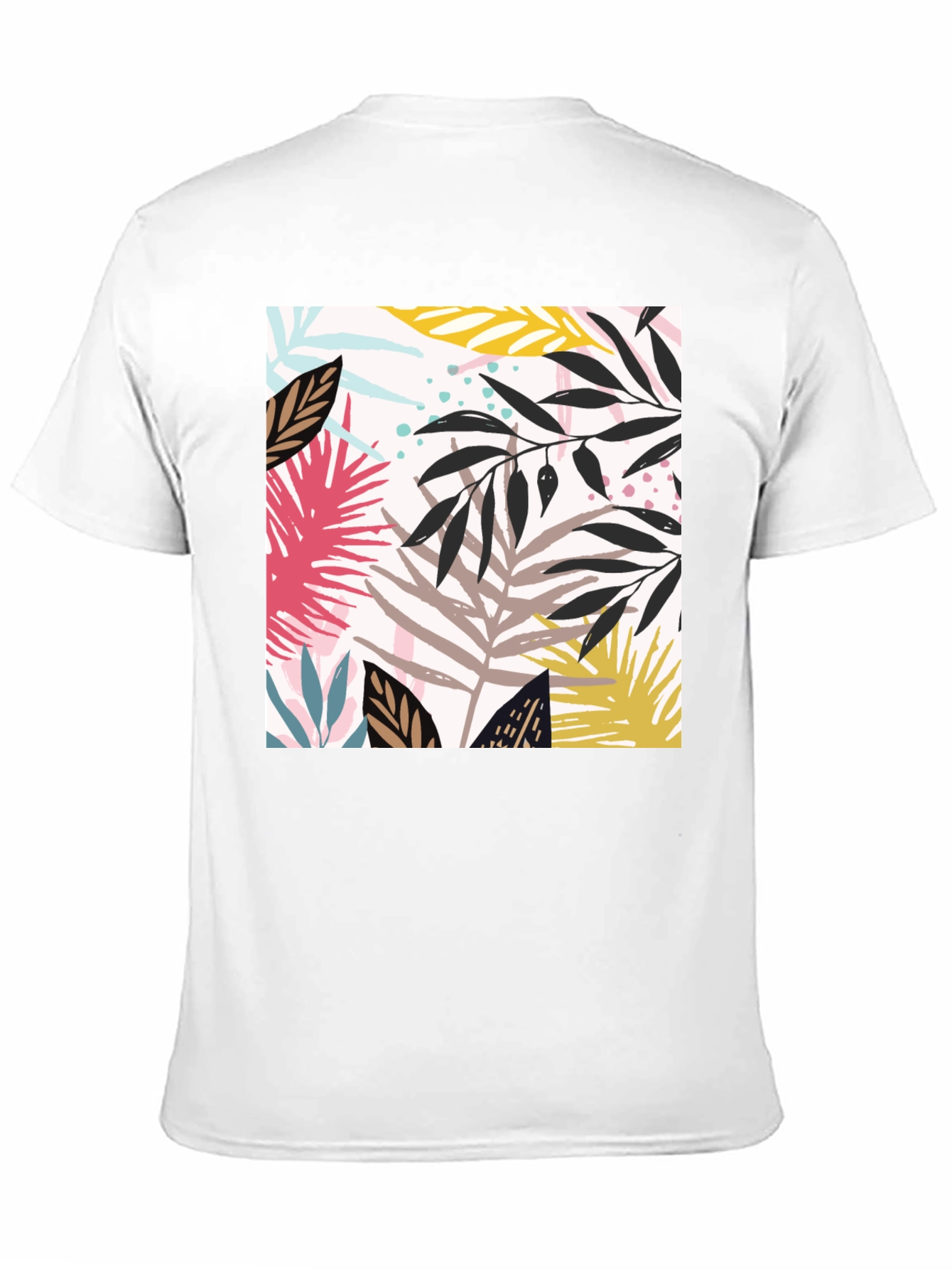 Tropical Leaf Print Black T-Shirt for Men