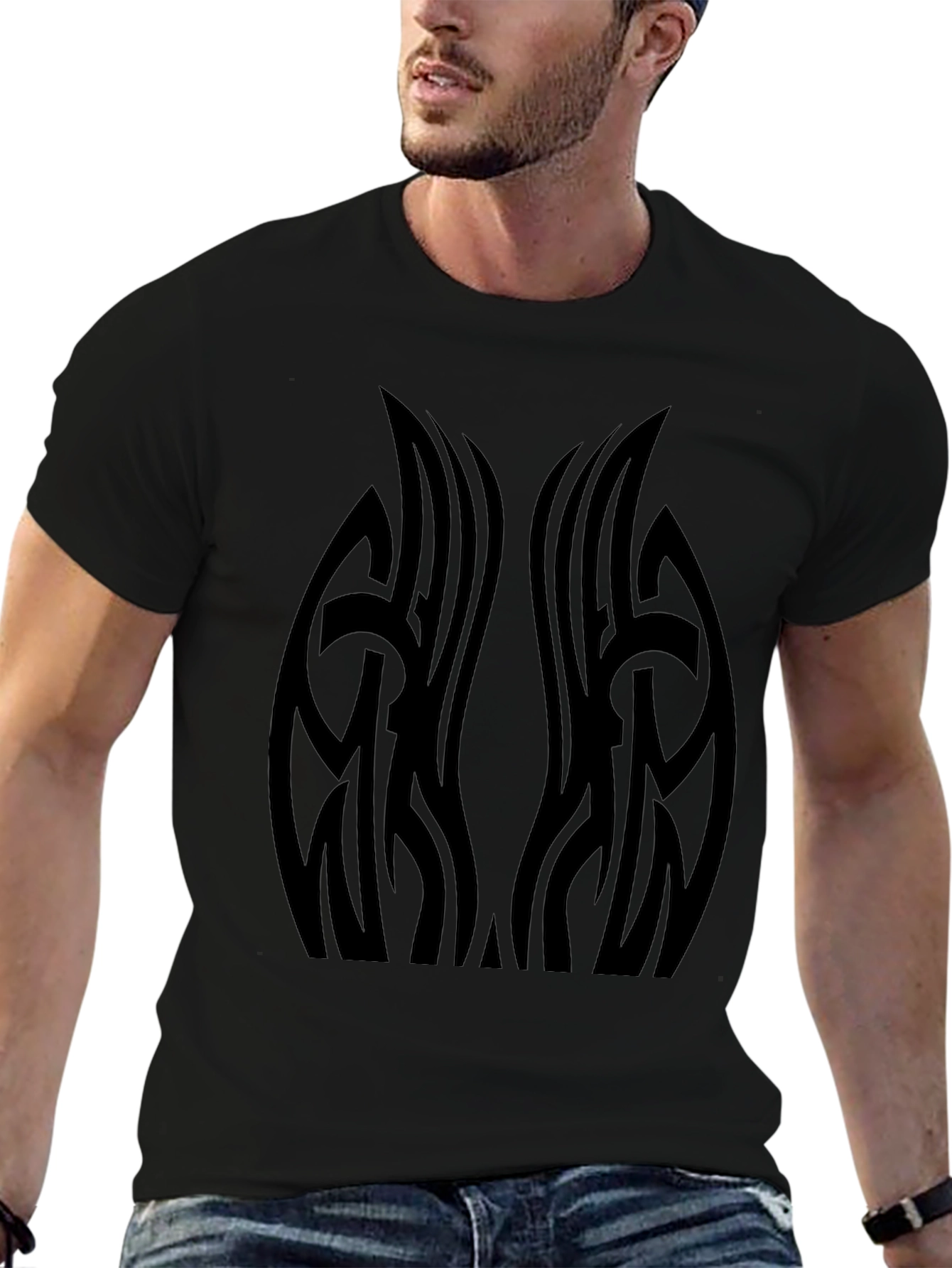 Tribal Tattoo Graphic Black T-Shirt