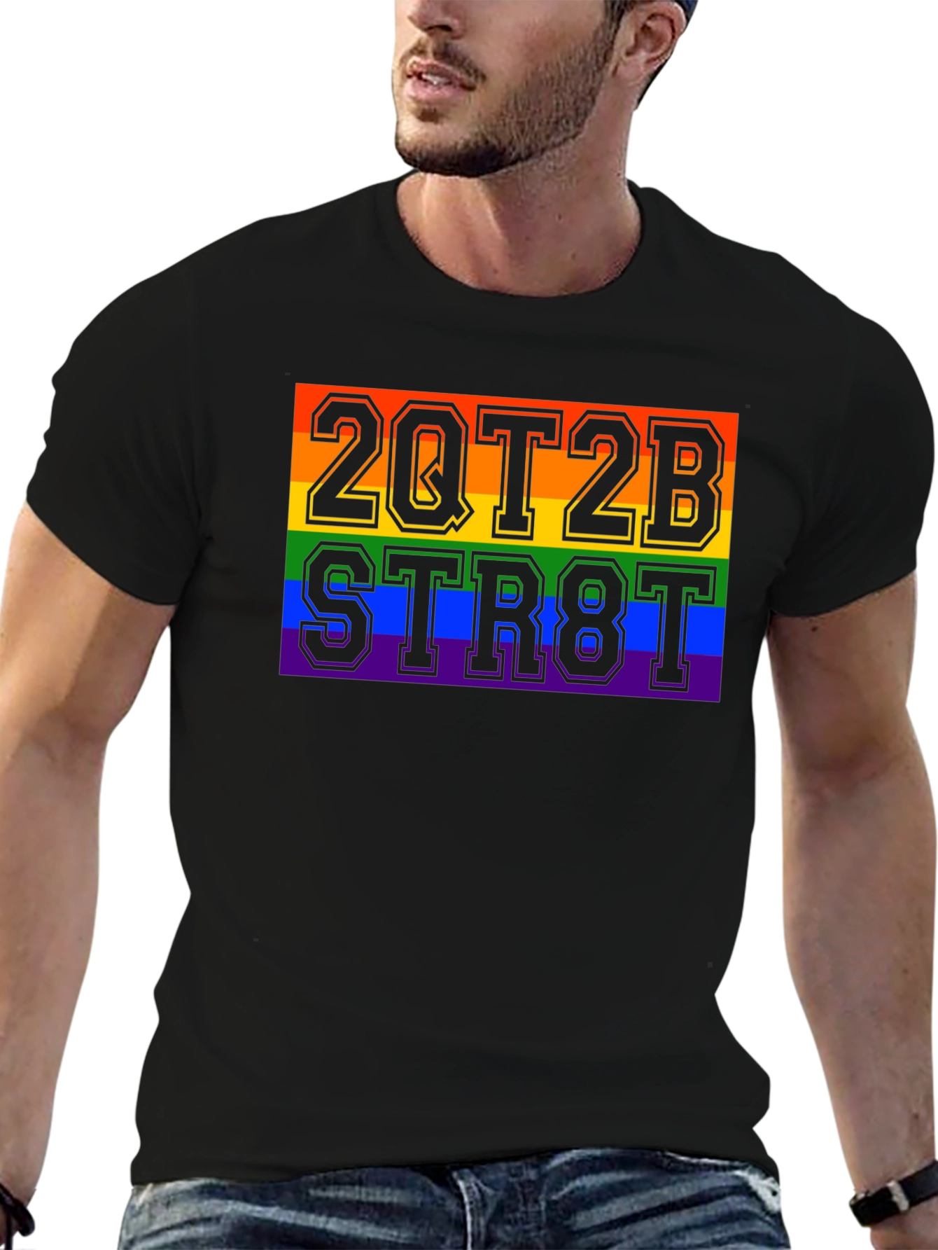2QT2B STR8T Pride Rainbow Graphic T-Shirt