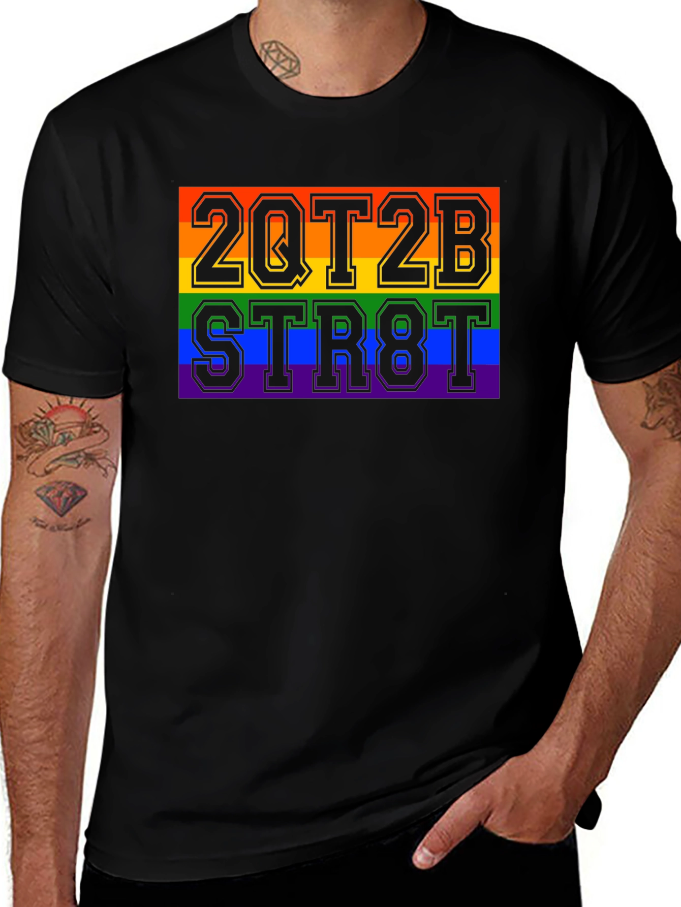 2QT2B STR8T Pride Rainbow Graphic T-Shirt