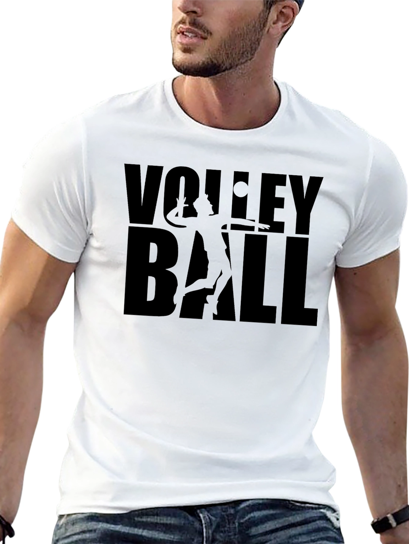 Volleyball Player Graphic Print Crew Neck T-Shirt