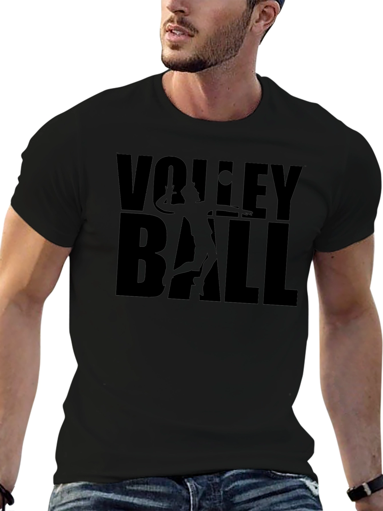 Volleyball Player Graphic Print Crew Neck T-Shirt