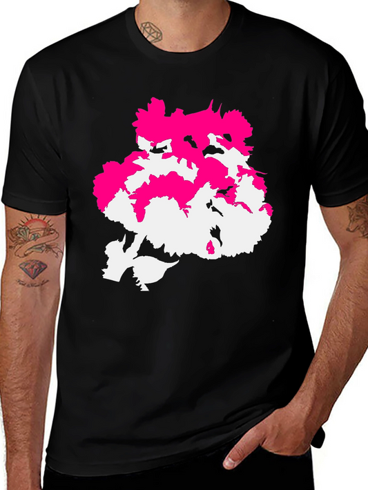 Abstract Pink & White Design Black T-Shirt