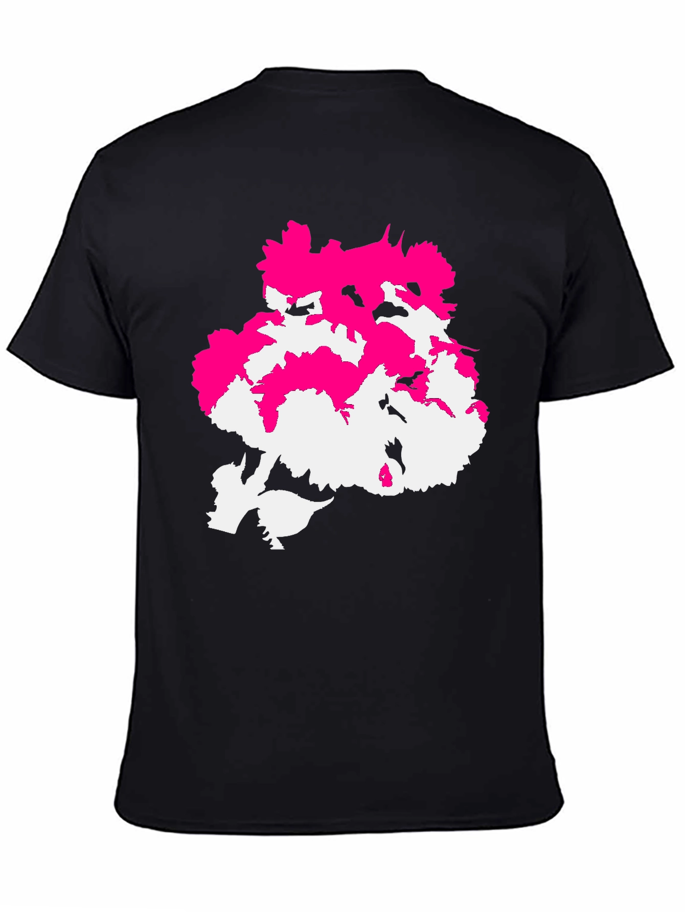 Abstract Pink & White Design Black T-Shirt