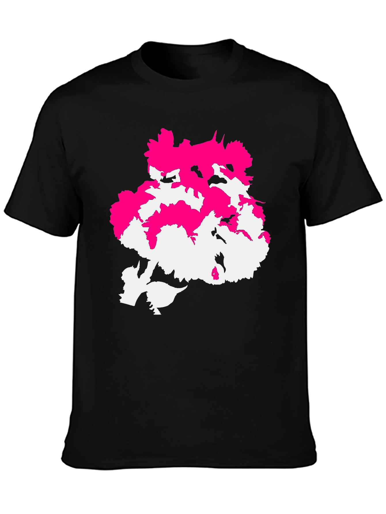 Abstract Pink & White Design Black T-Shirt