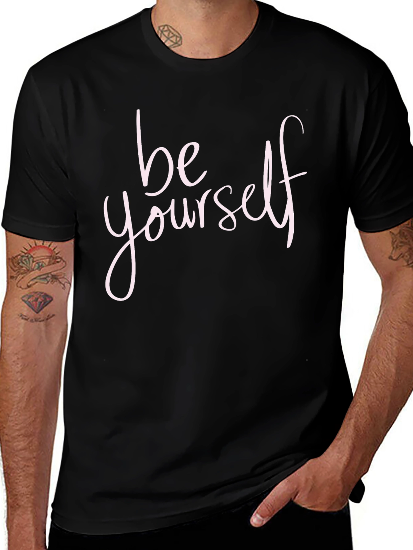 Be Yourself Black Crew Neck T-Shirt