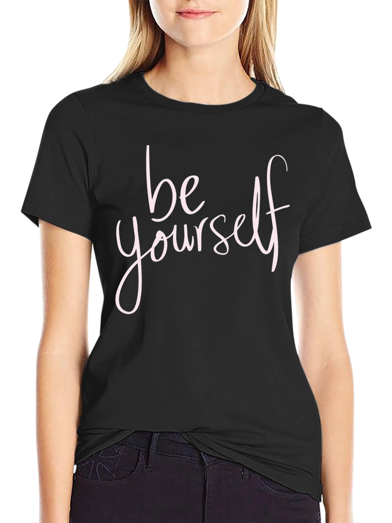 Be Yourself Black Crew Neck T-Shirt
