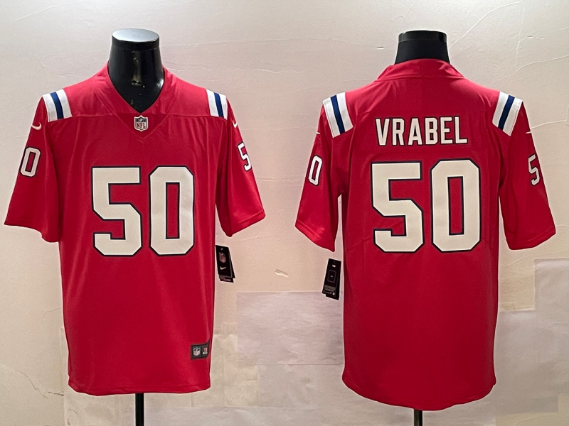 Men's New England Patriots Mike Vrabel #50 Red Retired Player Alternate Game Jerseys