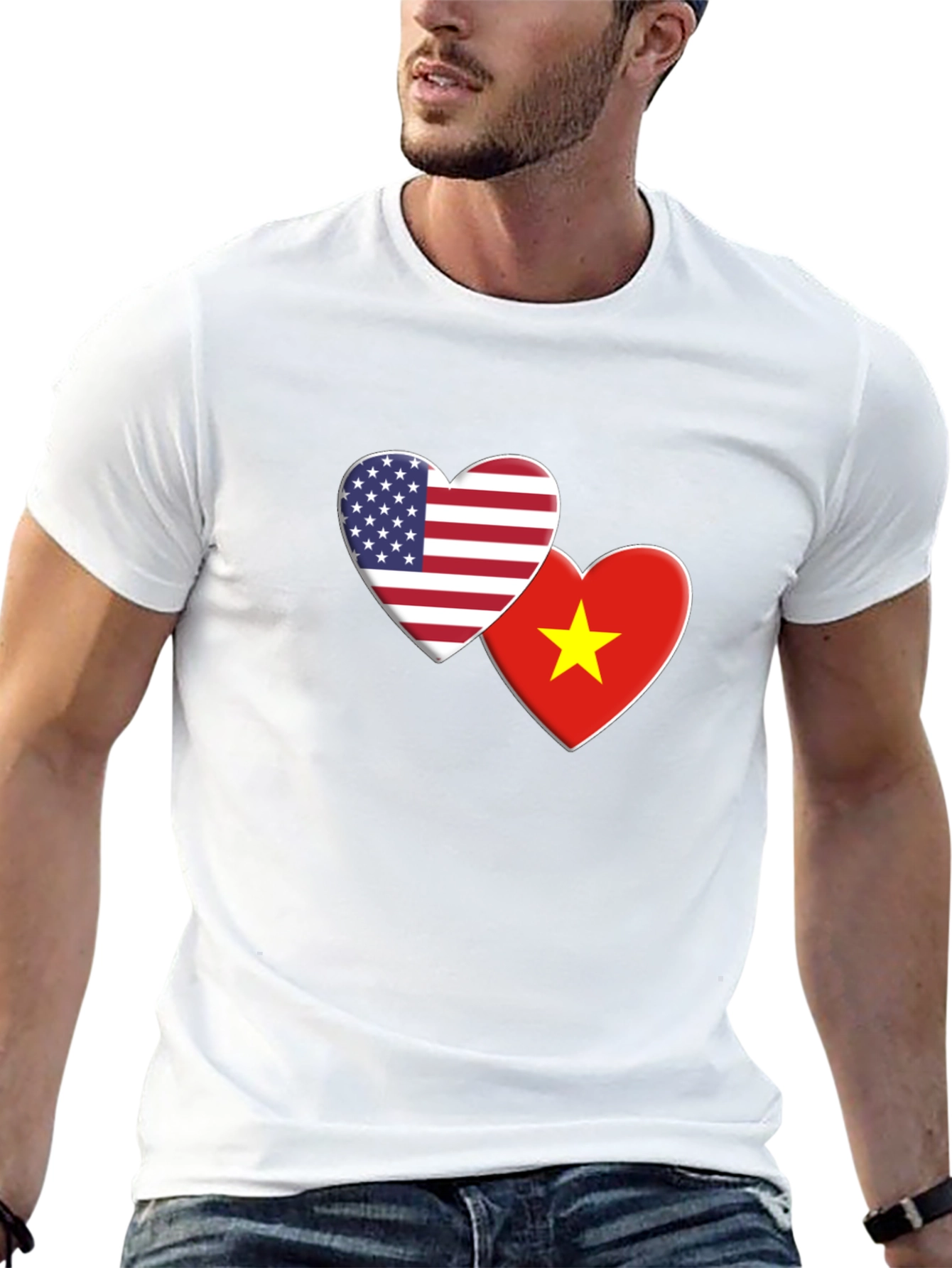 USA & Vietnam Flag Heart Graphic Tee