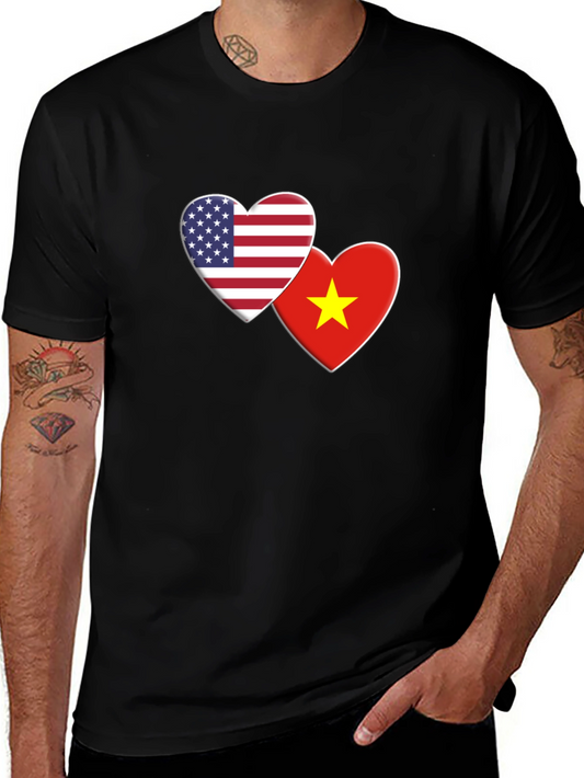 USA & Vietnam Flag Heart Graphic Tee